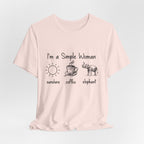 Simple Woman Sunshine Coffee Elephant T-Shirt | Elephant Lover Gift