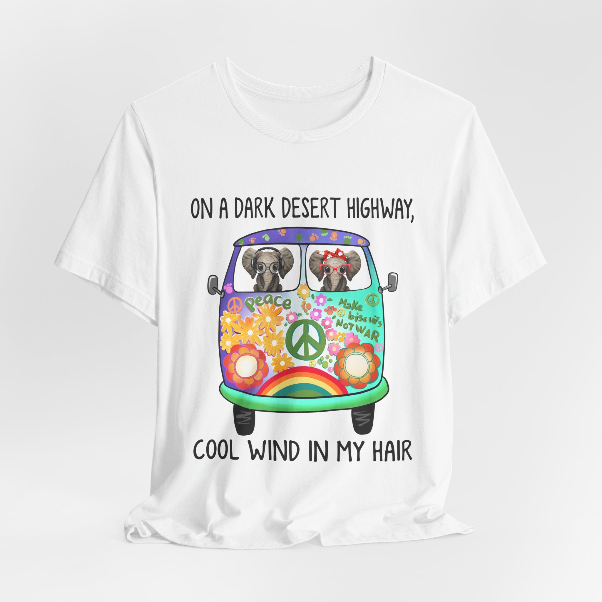 On A Dark Desert Highway Elephants T-Shirt | Hippie Elephant Gift