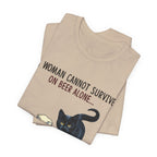 A Woman Needs Beer & Cat T-Shirt | Funny Cat Lover Gift