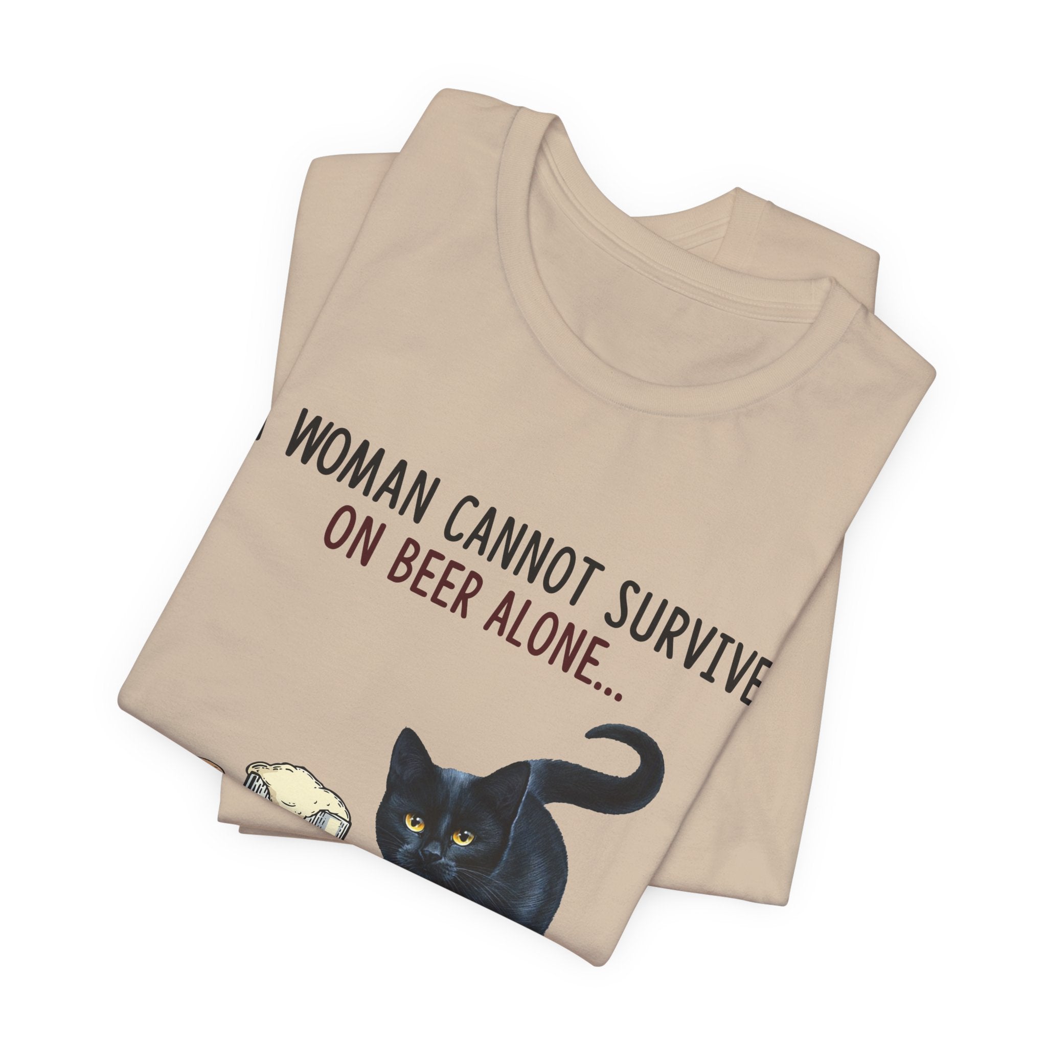 A Woman Needs Beer & Cat T-Shirt | Funny Cat Lover Gift