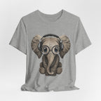 Nerdy Elephant with Headphones T-Shirt | Elephant Lover Gift