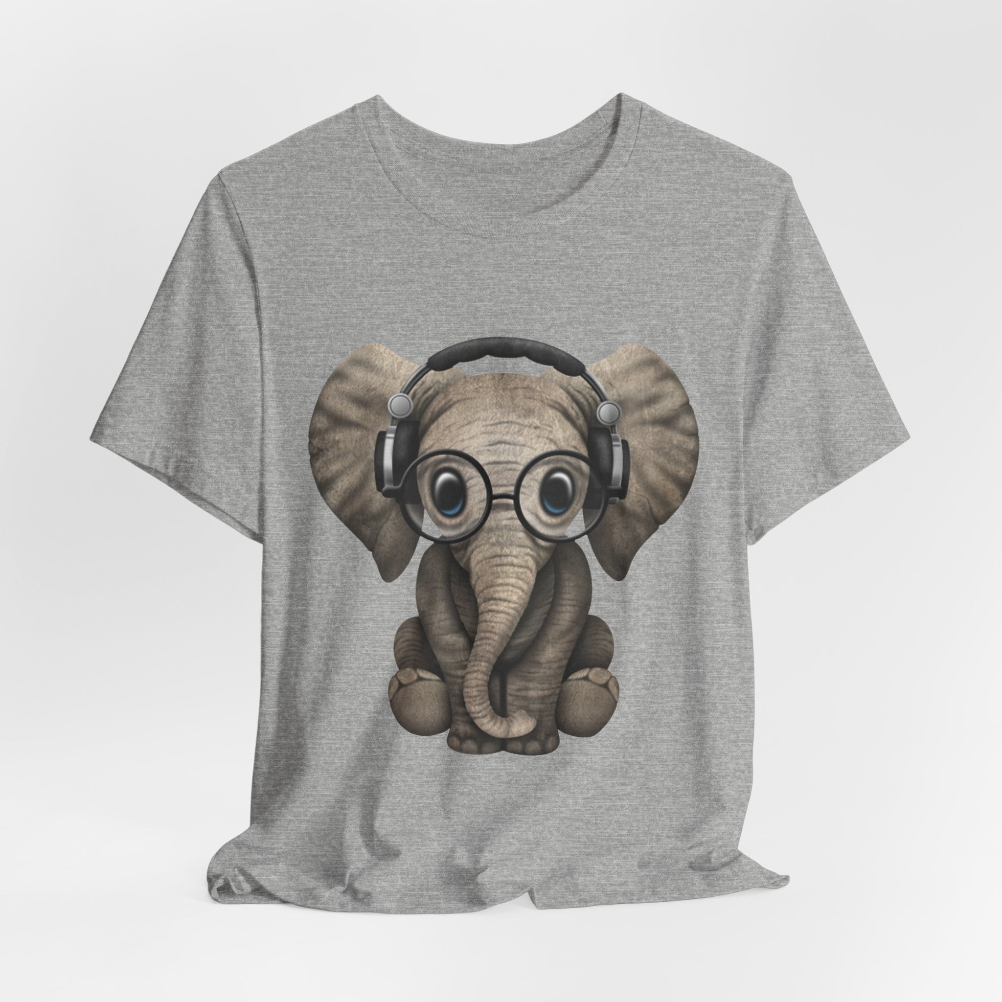 Nerdy Elephant with Headphones T-Shirt | Elephant Lover Gift