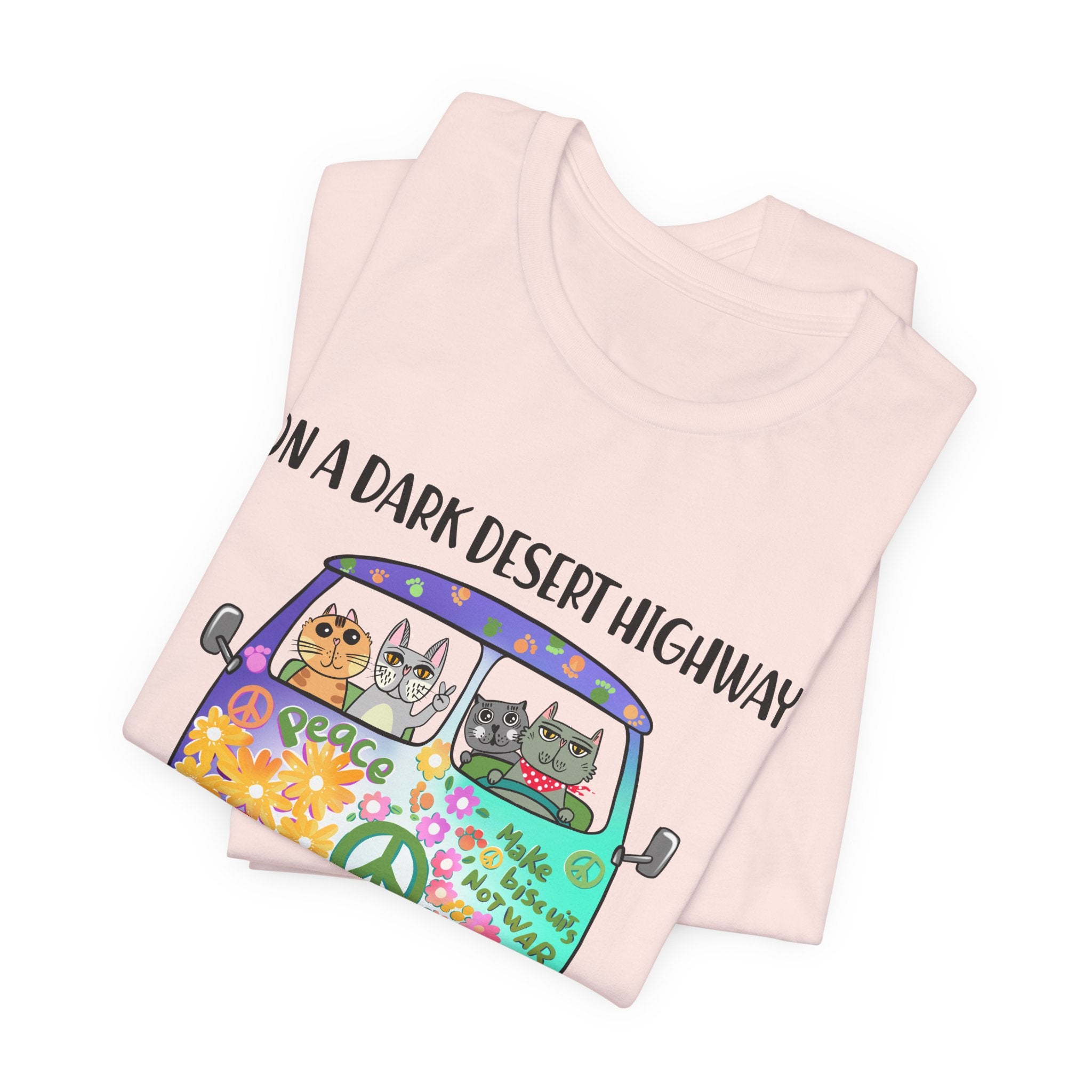 Dark Desert Highway Cats T-Shirt | Groovy Cat Lover Gift