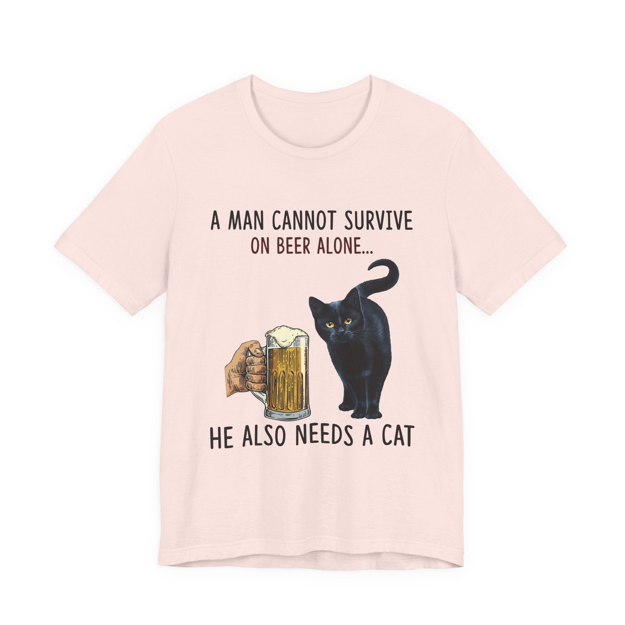 Beer Alone? Man Needs A Cat T-Shirt | Funny Cat Dad Gift