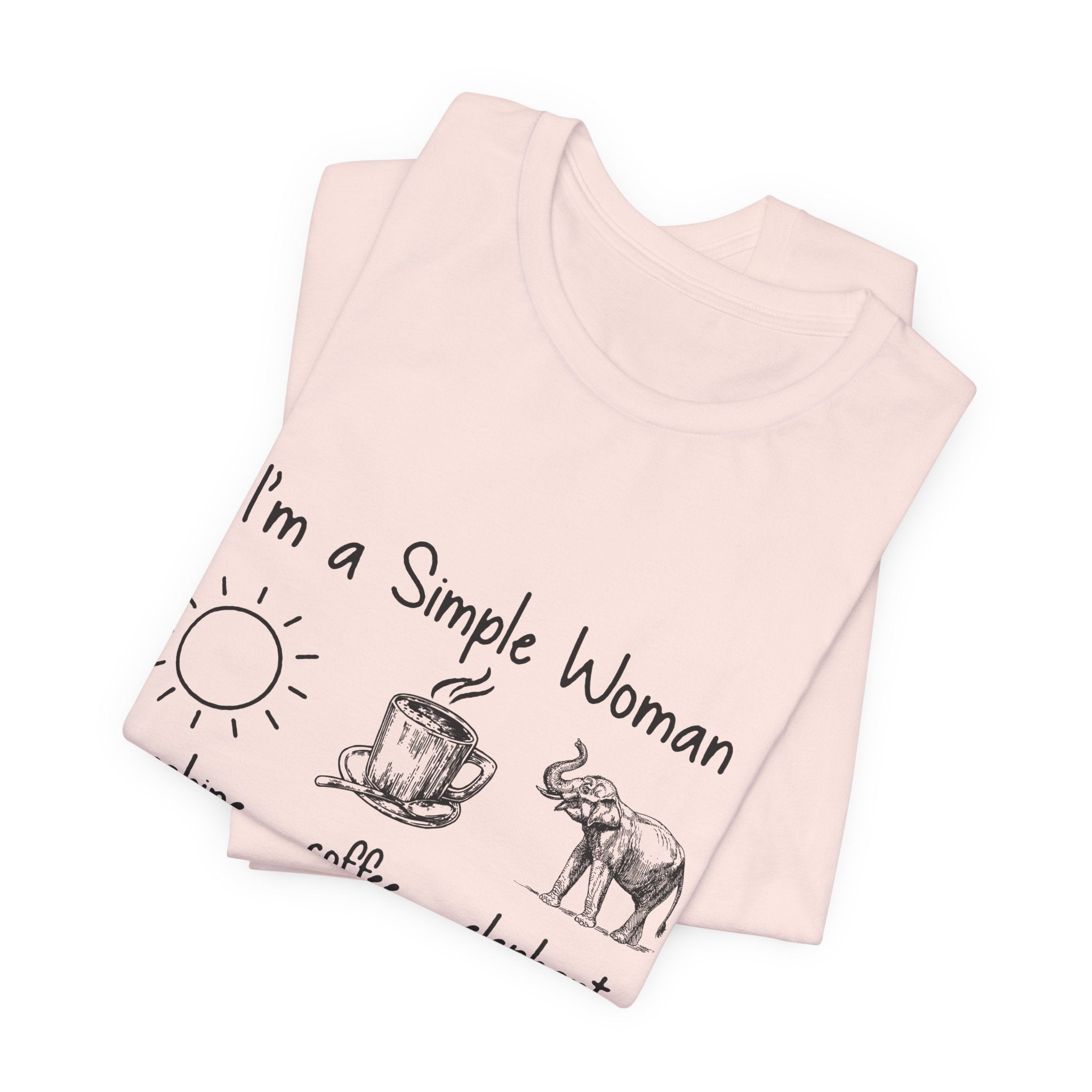 Simple Woman Sunshine Coffee Elephant T-Shirt | Elephant Lover Gift