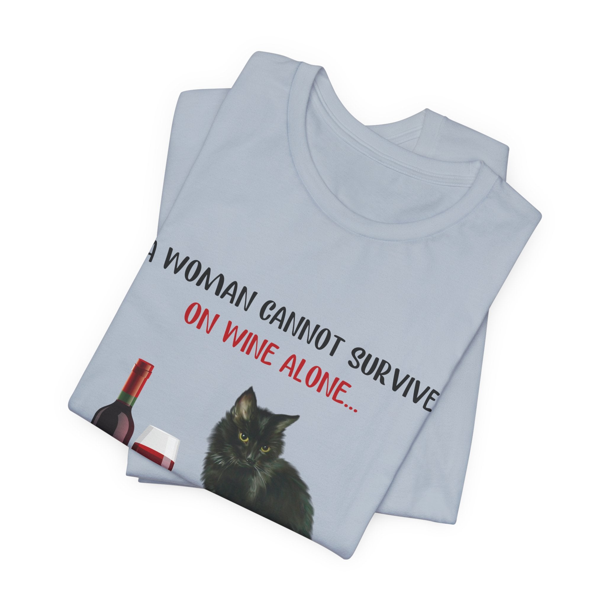 Wine & Cat Lover T-Shirt | Funny Cat Mom Gift
