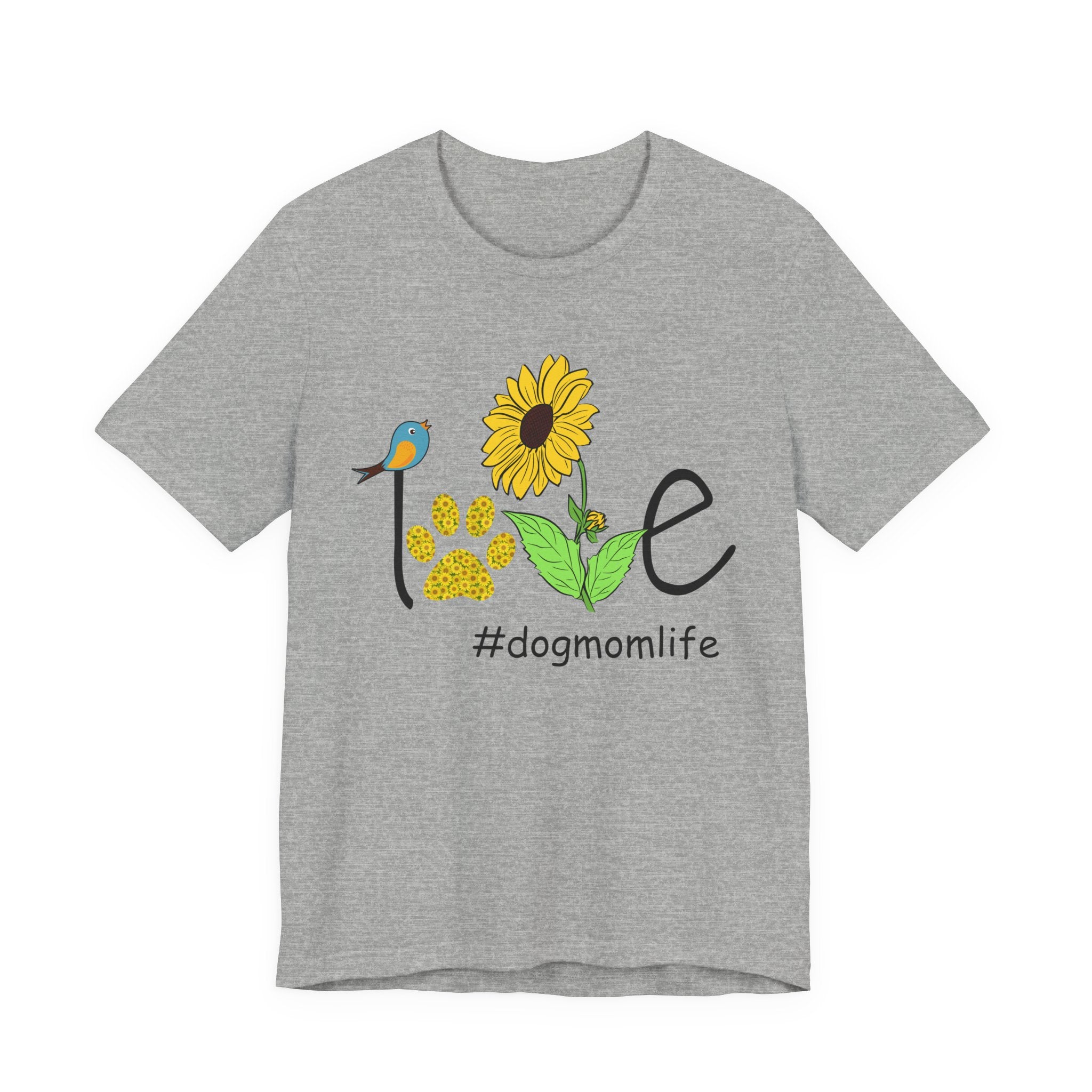 Sunflower Paw Print 'I Love Dog Mom Life' T-Shirt | Dog Mom Gift