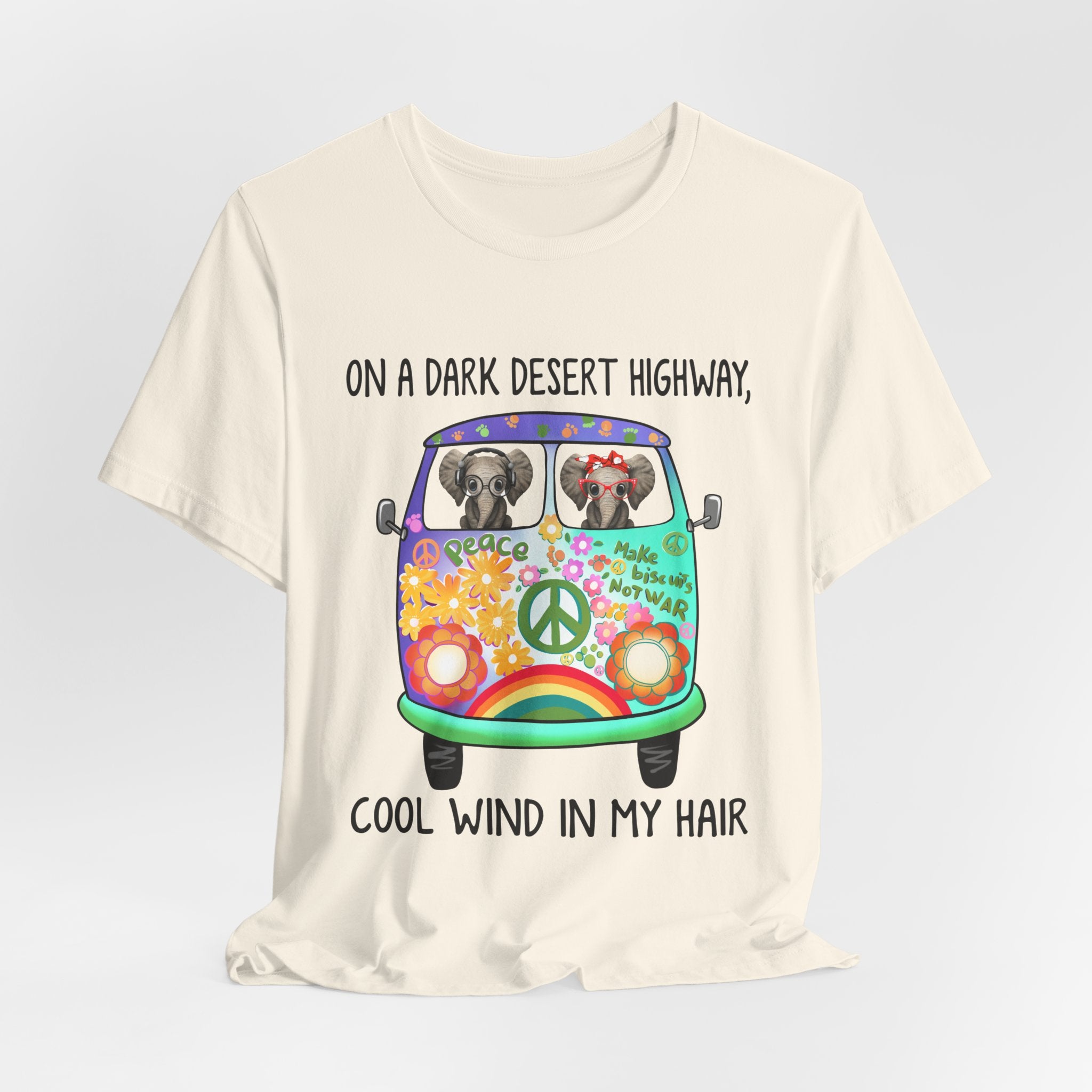 On A Dark Desert Highway Elephants T-Shirt | Hippie Elephant Gift
