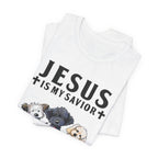 Jesus Is My Savior Dogs Are My Therapy T-Shirt | Christian Dog Lover Gift