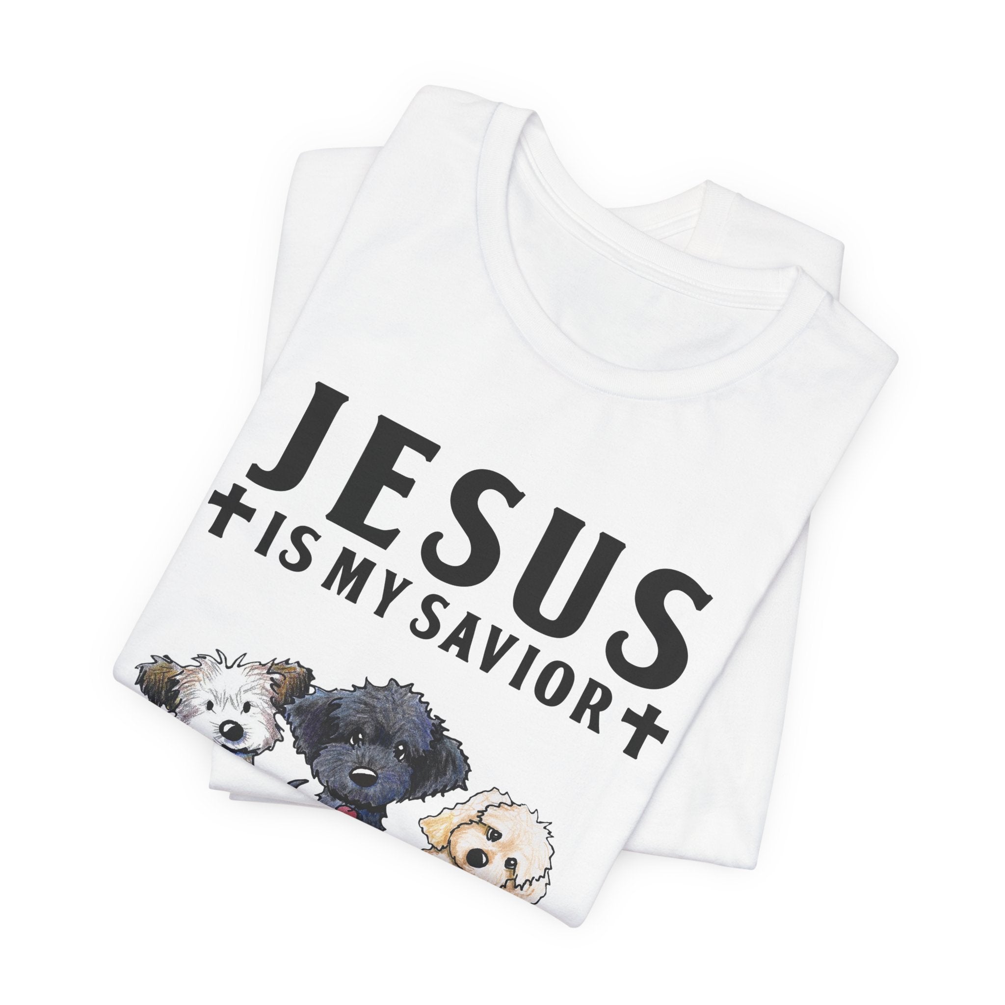 Jesus Is My Savior Dogs Are My Therapy T-Shirt | Christian Dog Lover Gift