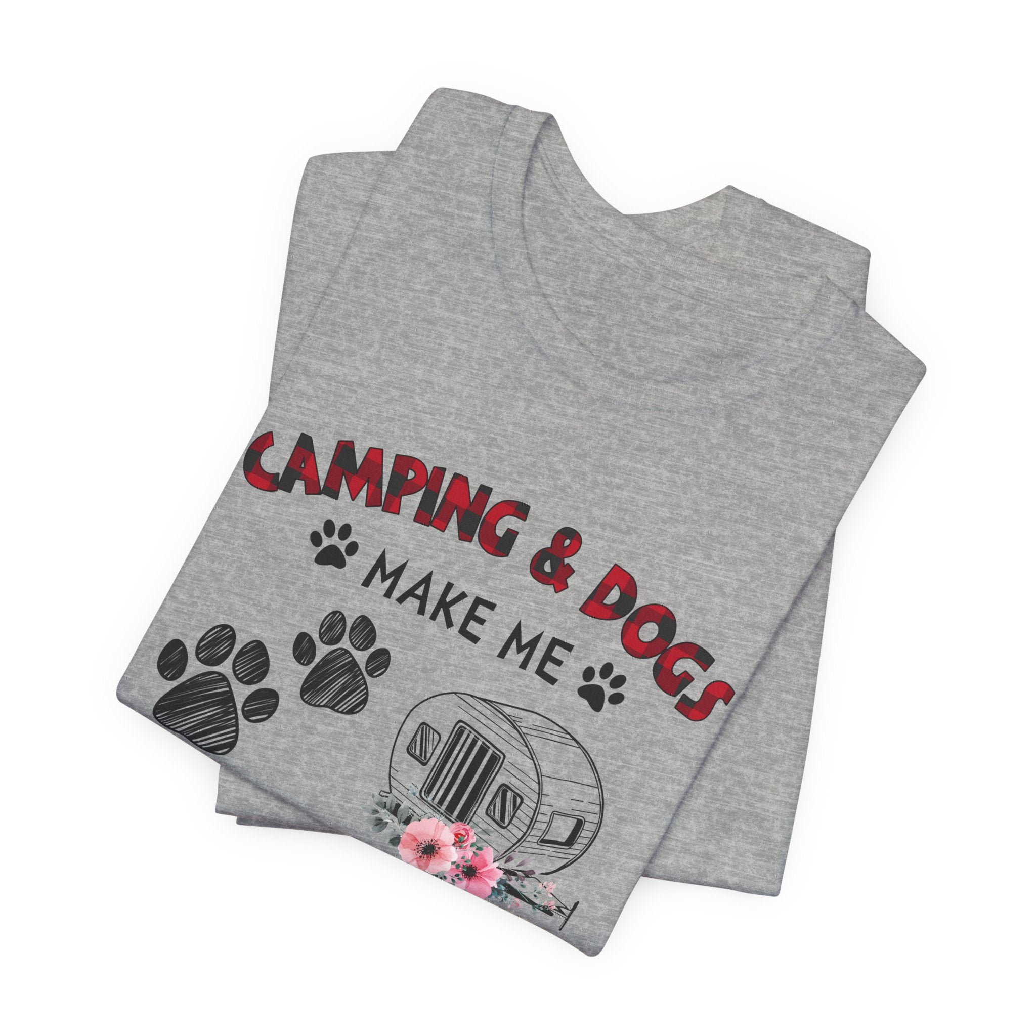 Camping & Dogs Make Me Happy T-Shirt | Camper Dog Lover Gift