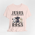 Jesus Is My Savior Dogs Are My Therapy T-Shirt | Christian Dog Lover Gift