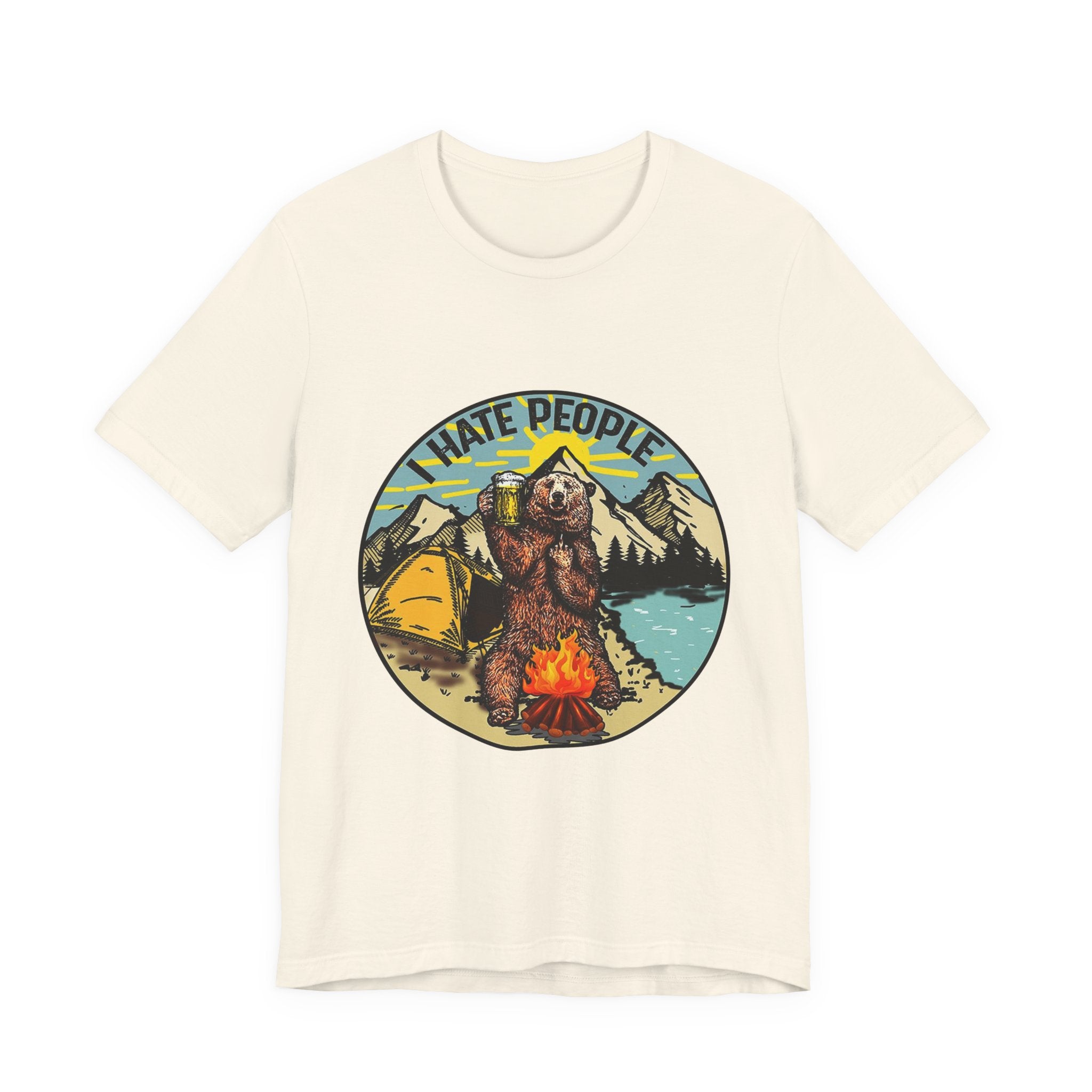 "I HATE PEOPLE" Bear Camping T-Shirt | Solitude Seeker Gift