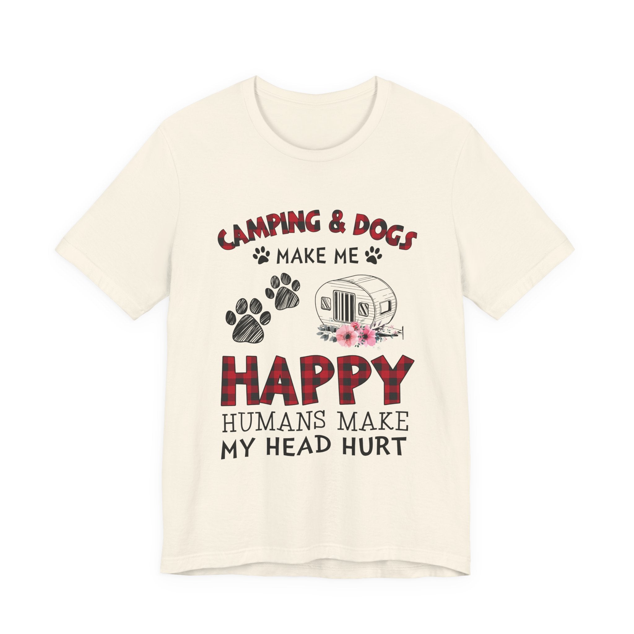 Camping & Dogs Make Me Happy T-Shirt | Camper Dog Lover Gift