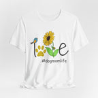 Sunflower Paw Print 'I Love Dog Mom Life' T-Shirt | Dog Mom Gift