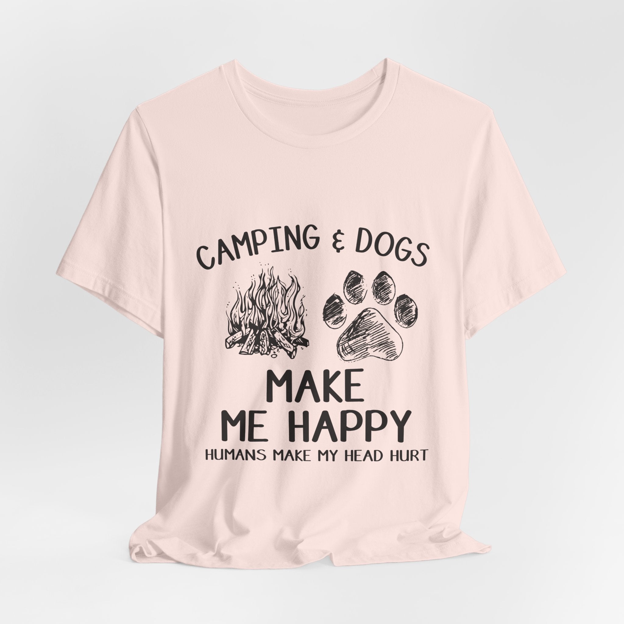 Camping & Dogs Make Me Happy T-Shirt | Dog Lover Gift