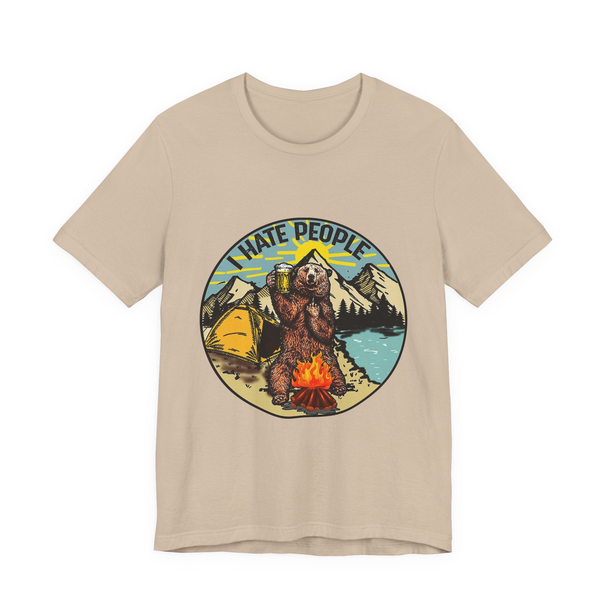 "I HATE PEOPLE" Bear Camping T-Shirt | Solitude Seeker Gift