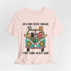 On a Dark Desert Highway T-Shirt | Hippie Cat Lover Gift