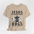 Jesus Is My Savior Dogs Are My Therapy T-Shirt | Christian Dog Lover Gift