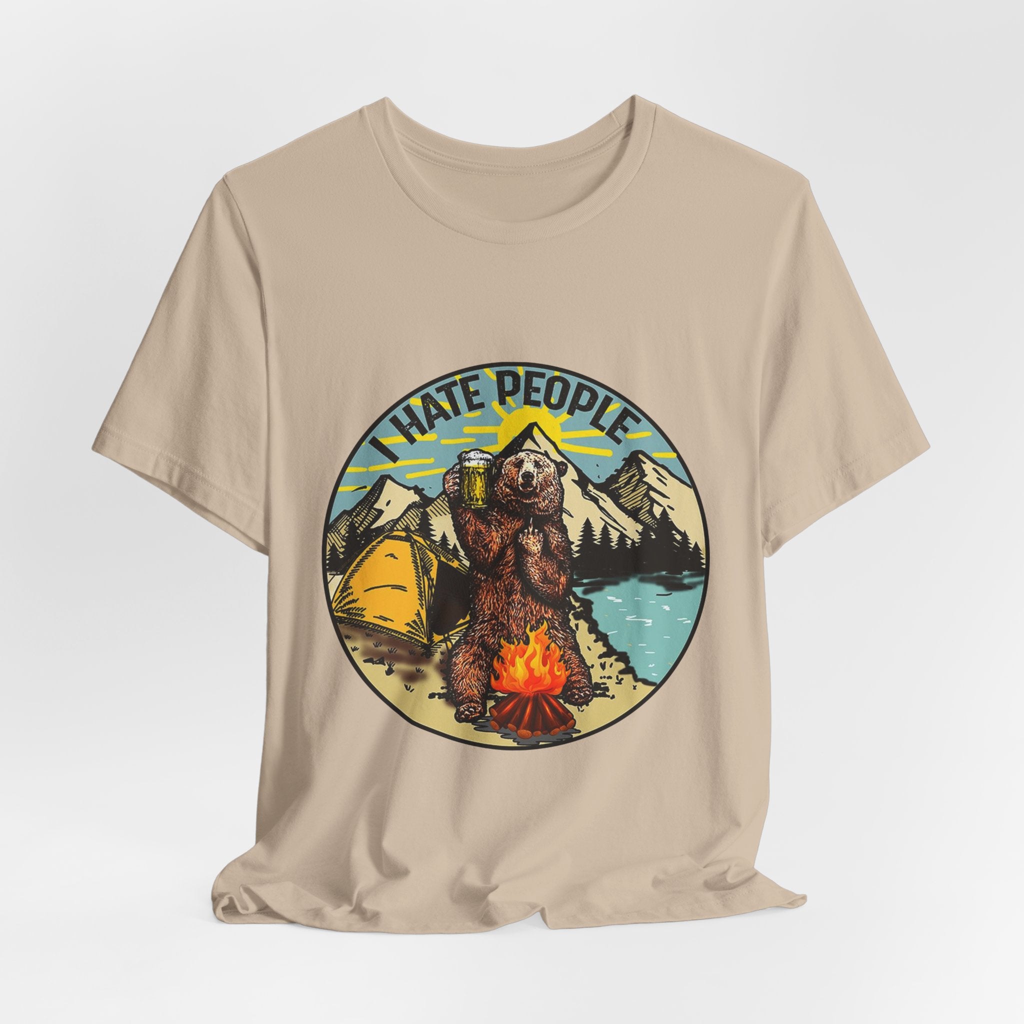 "I HATE PEOPLE" Bear Camping T-Shirt | Solitude Seeker Gift
