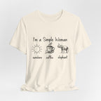 Simple Woman Sunshine Coffee Elephant T-Shirt | Elephant Lover Gift