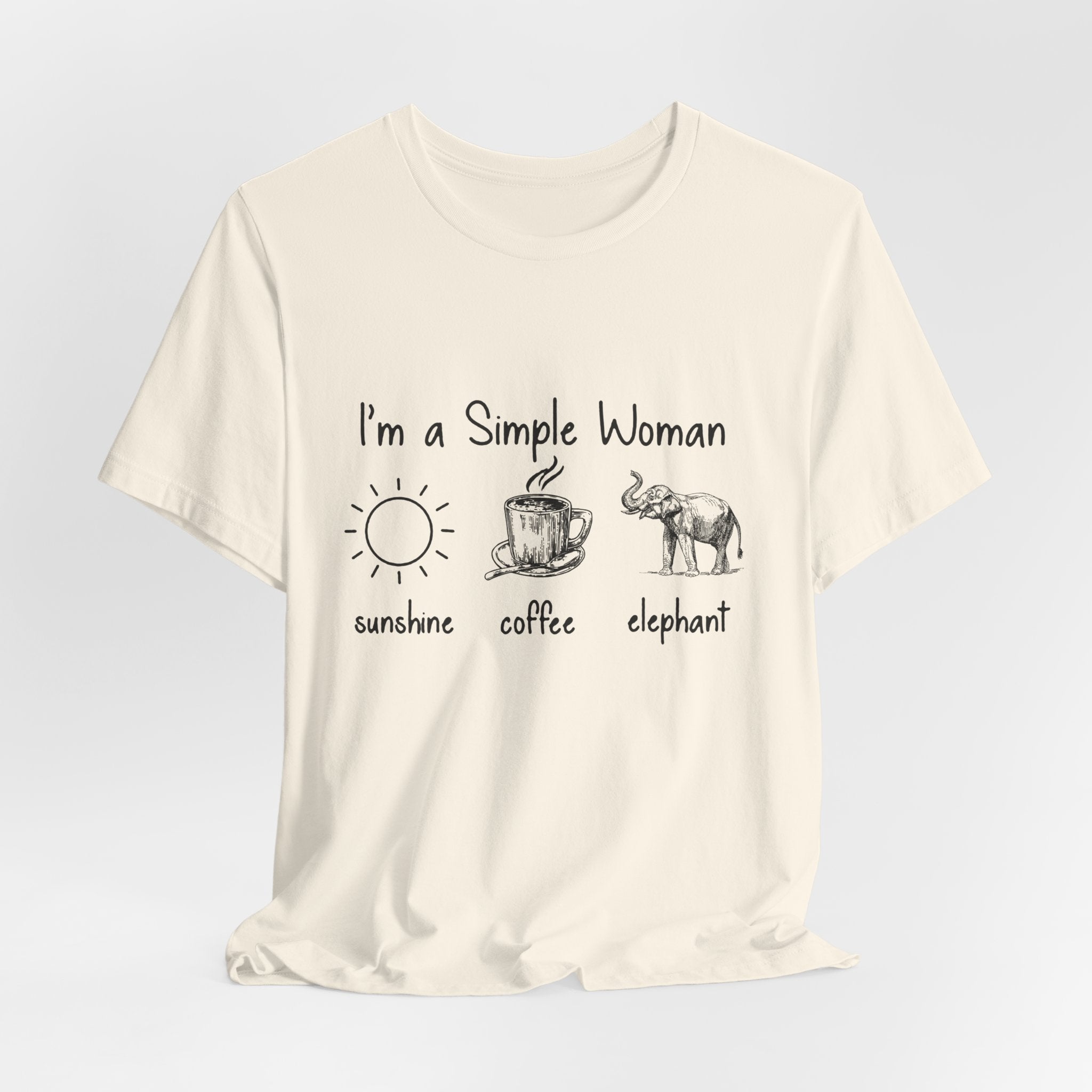 Simple Woman Sunshine Coffee Elephant T-Shirt | Elephant Lover Gift