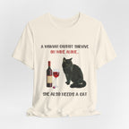 Wine & Cat Lover T-Shirt | Funny Cat Mom Gift