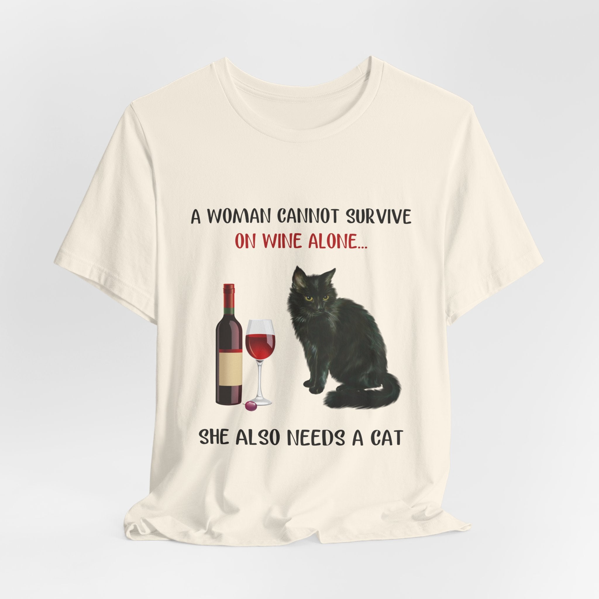 Wine & Cat Lover T-Shirt | Funny Cat Mom Gift