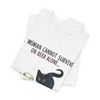 A Woman Needs Beer & Cat T-Shirt | Funny Cat Lover Gift
