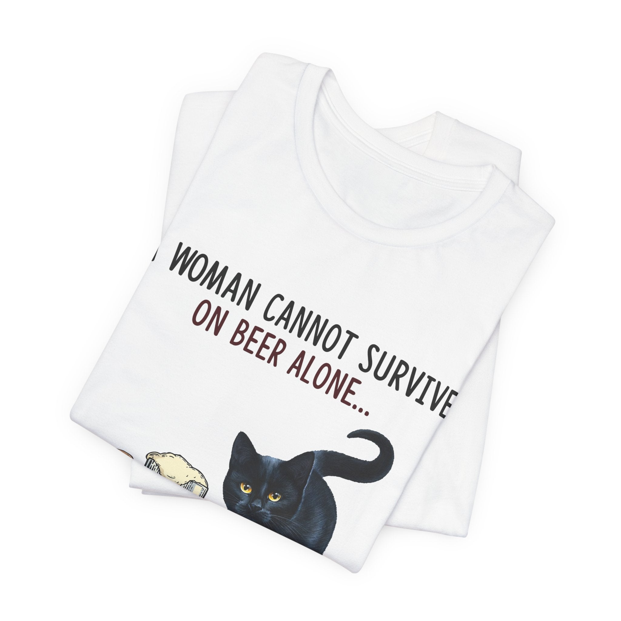 A Woman Needs Beer & Cat T-Shirt | Funny Cat Lover Gift