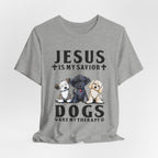 Jesus Is My Savior Dogs Are My Therapy T-Shirt | Christian Dog Lover Gift