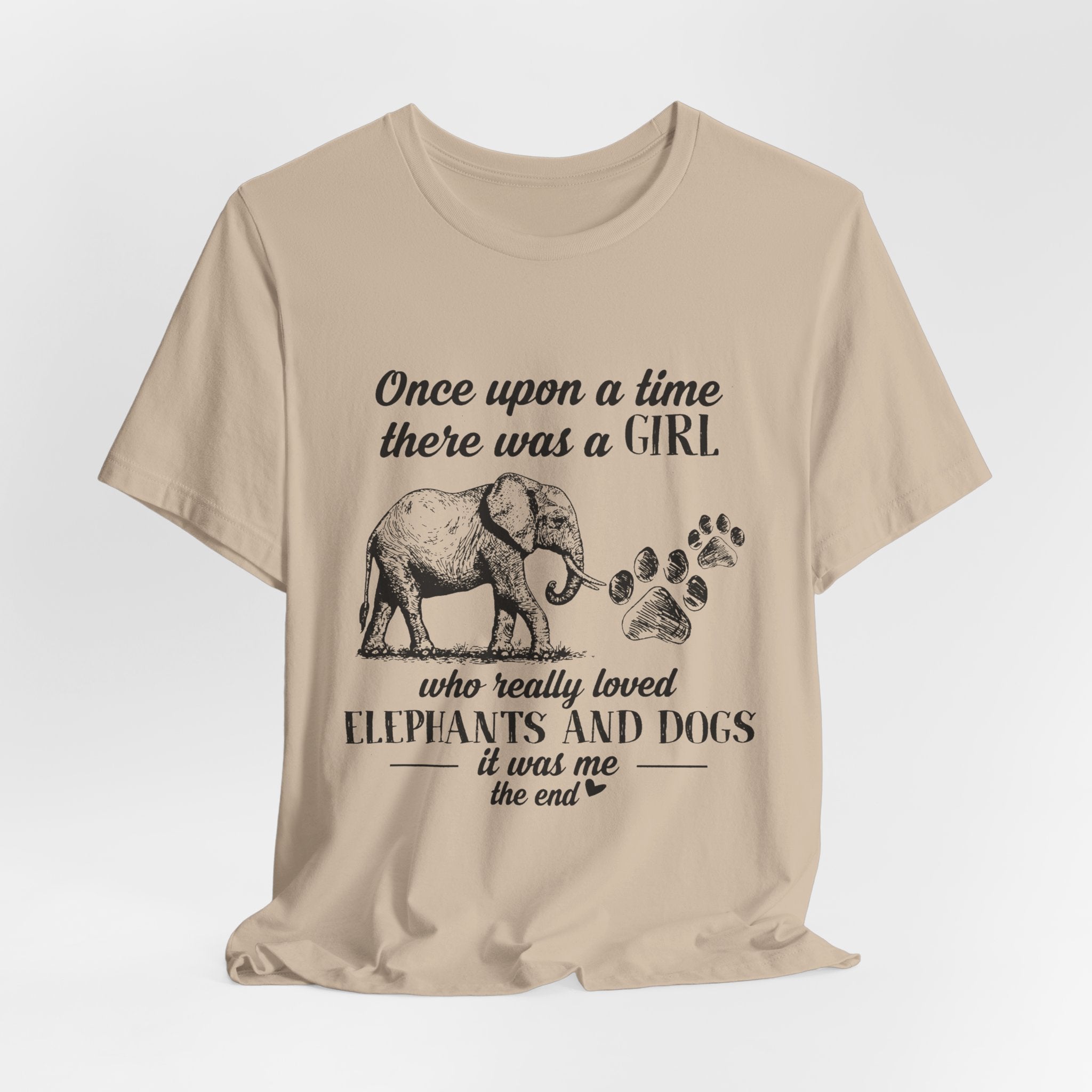 Once Upon A Time Girl Loved Elephants & Dogs T-Shirt | Dog Lover Gift