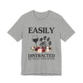 Easily Distracted By Dogs And Wine T-Shirt | Funny Dog Lover Gift