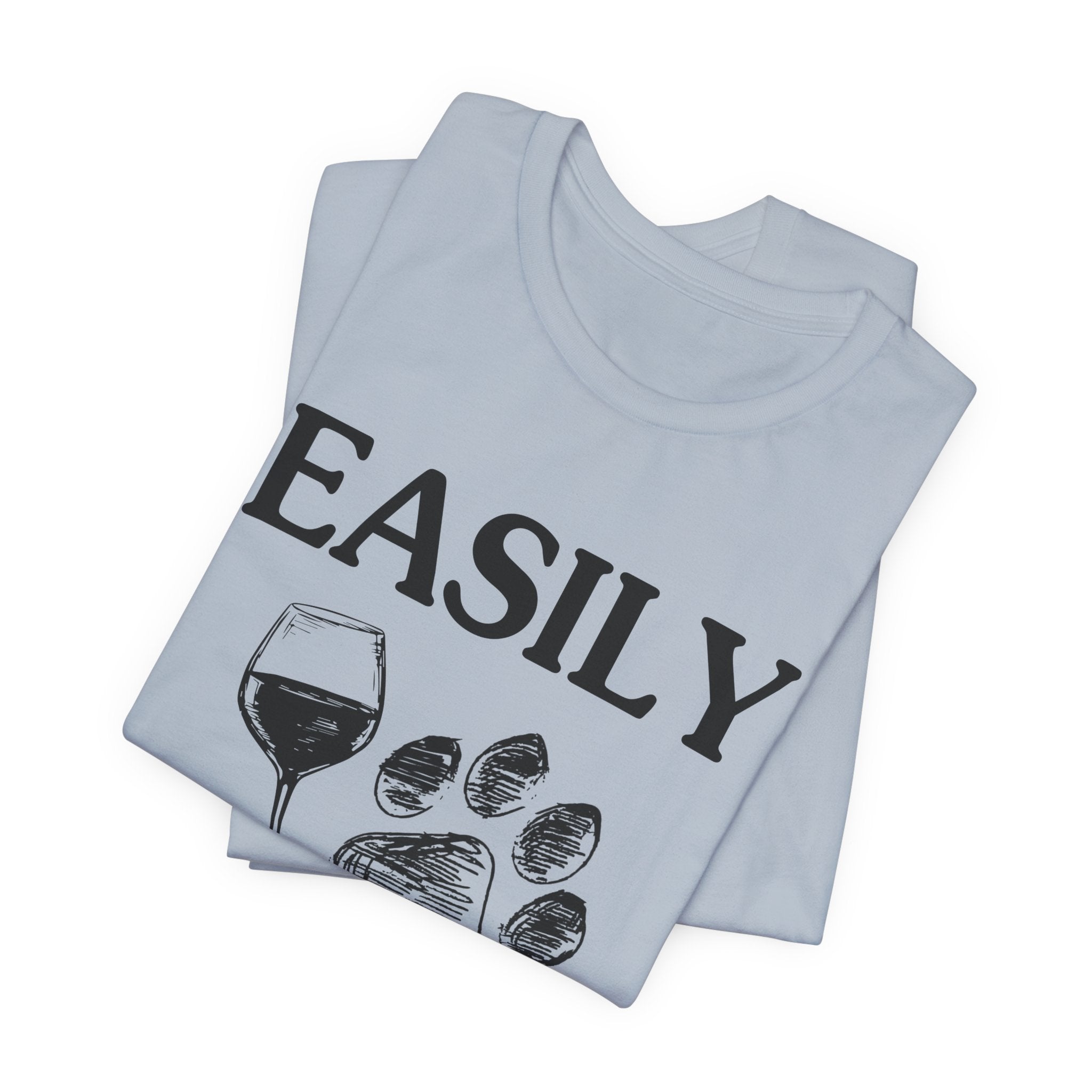 Easily Distracted By Dogs And Wine T-Shirt | Funny Dog Lover Gift