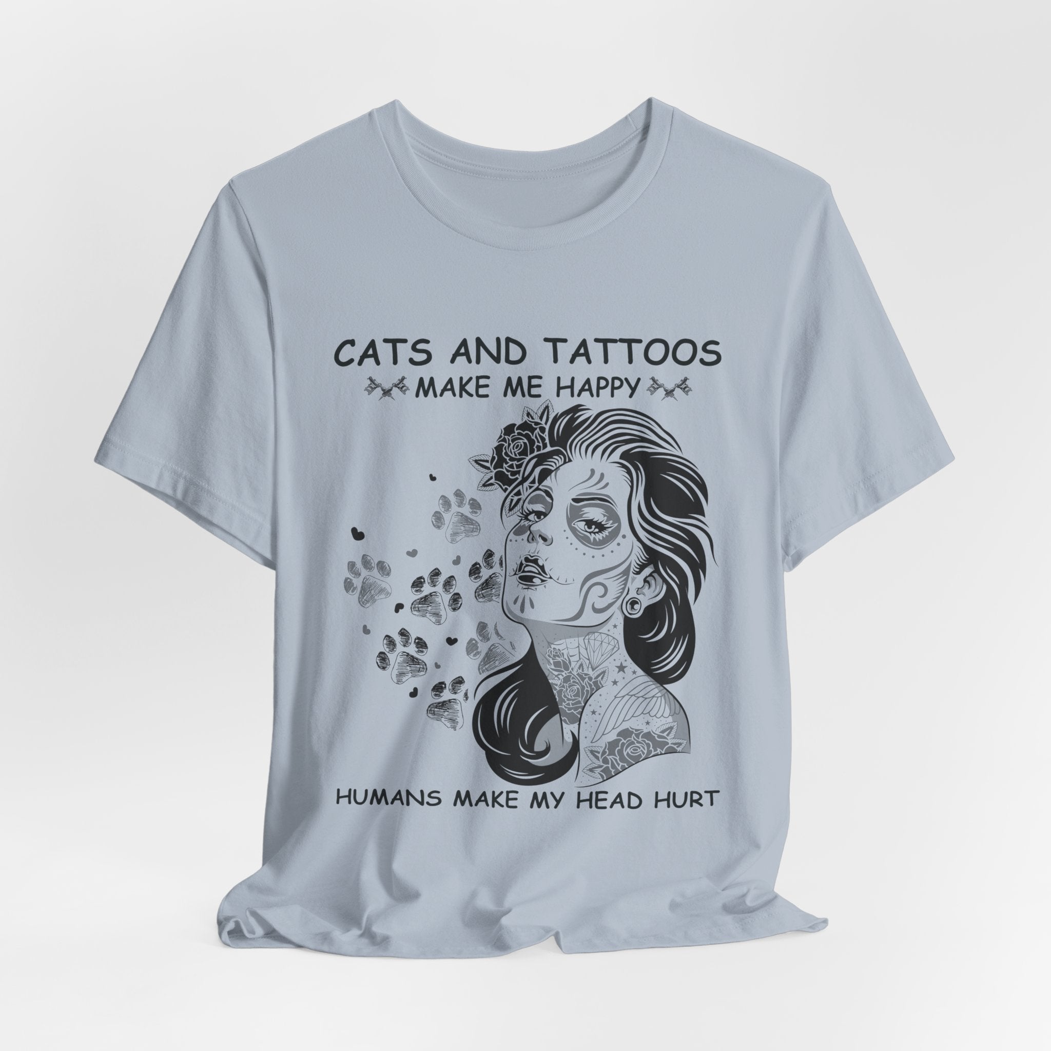 Cats and Tattoos Make Me Happy T-Shirt | Edgy Cat Lover Gift