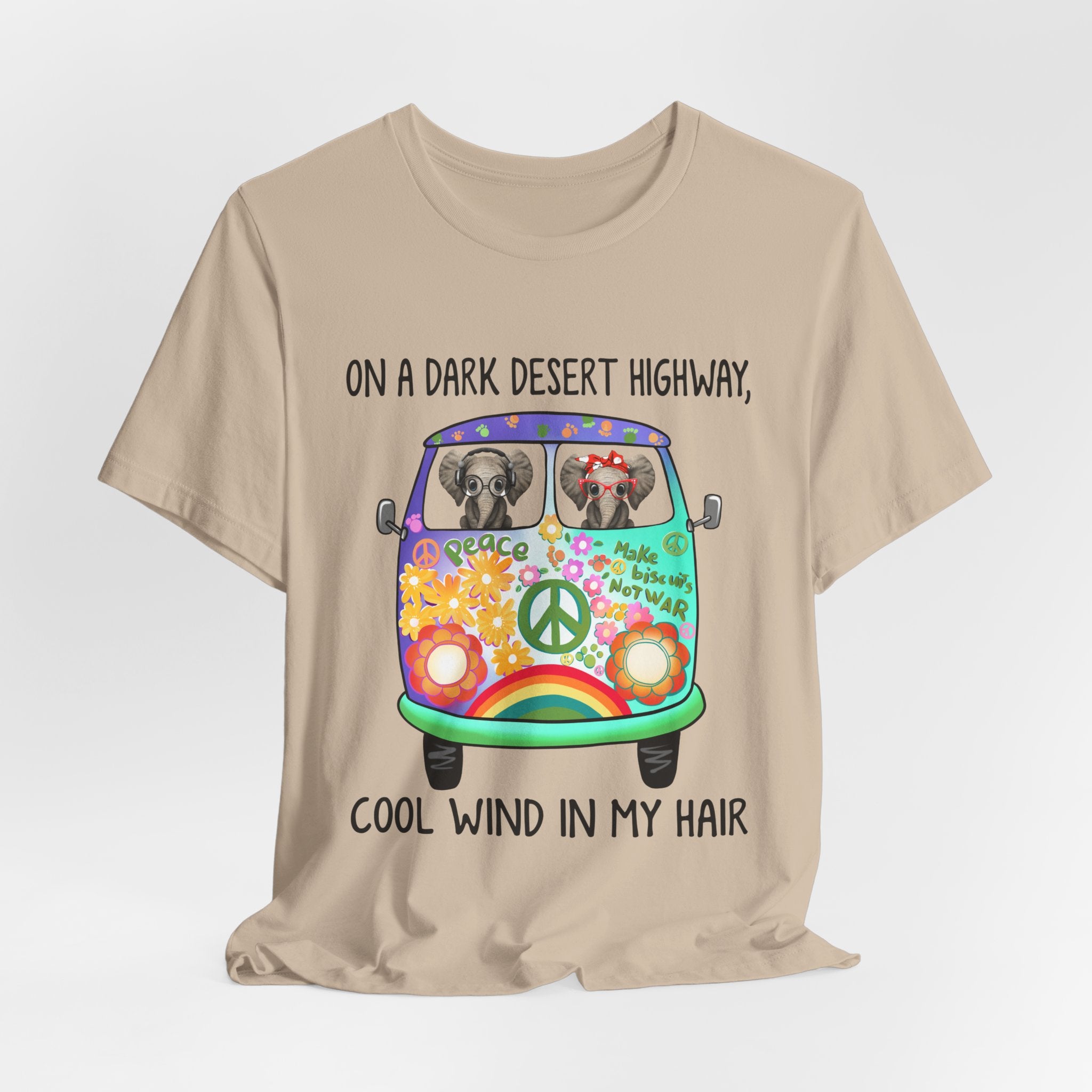 On A Dark Desert Highway Elephants T-Shirt | Hippie Elephant Gift