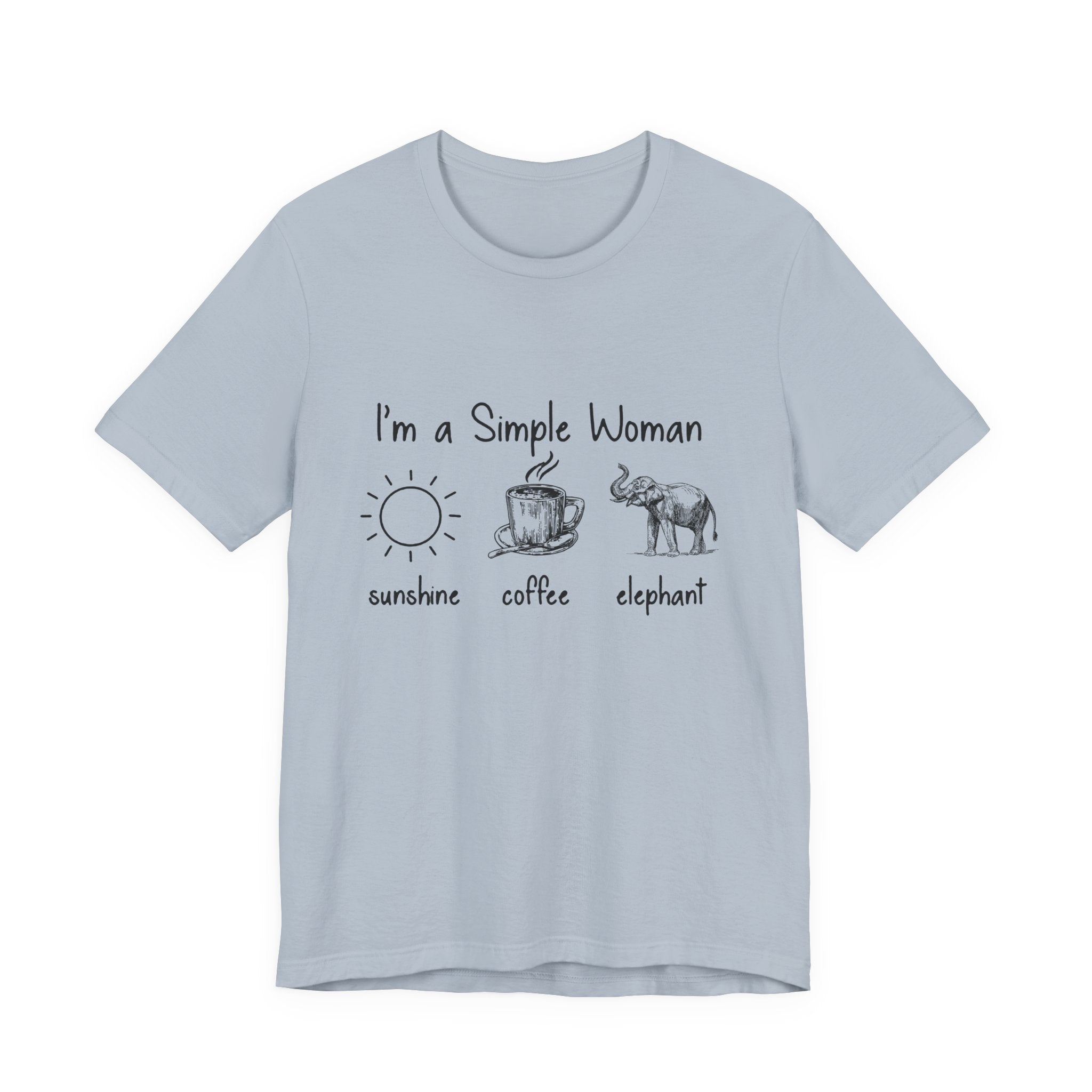 Simple Woman Sunshine Coffee Elephant T-Shirt | Elephant Lover Gift