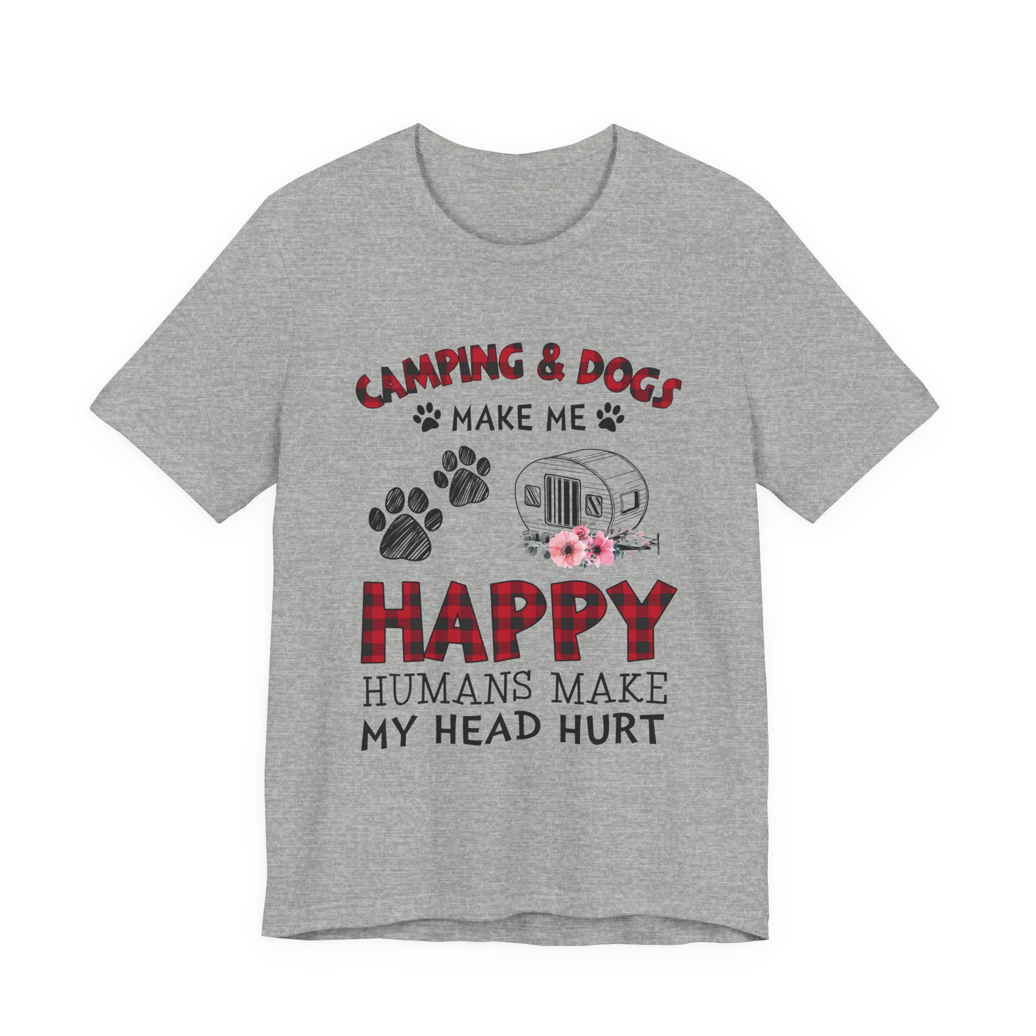 Camping & Dogs Make Me Happy T-Shirt | Camper Dog Lover Gift