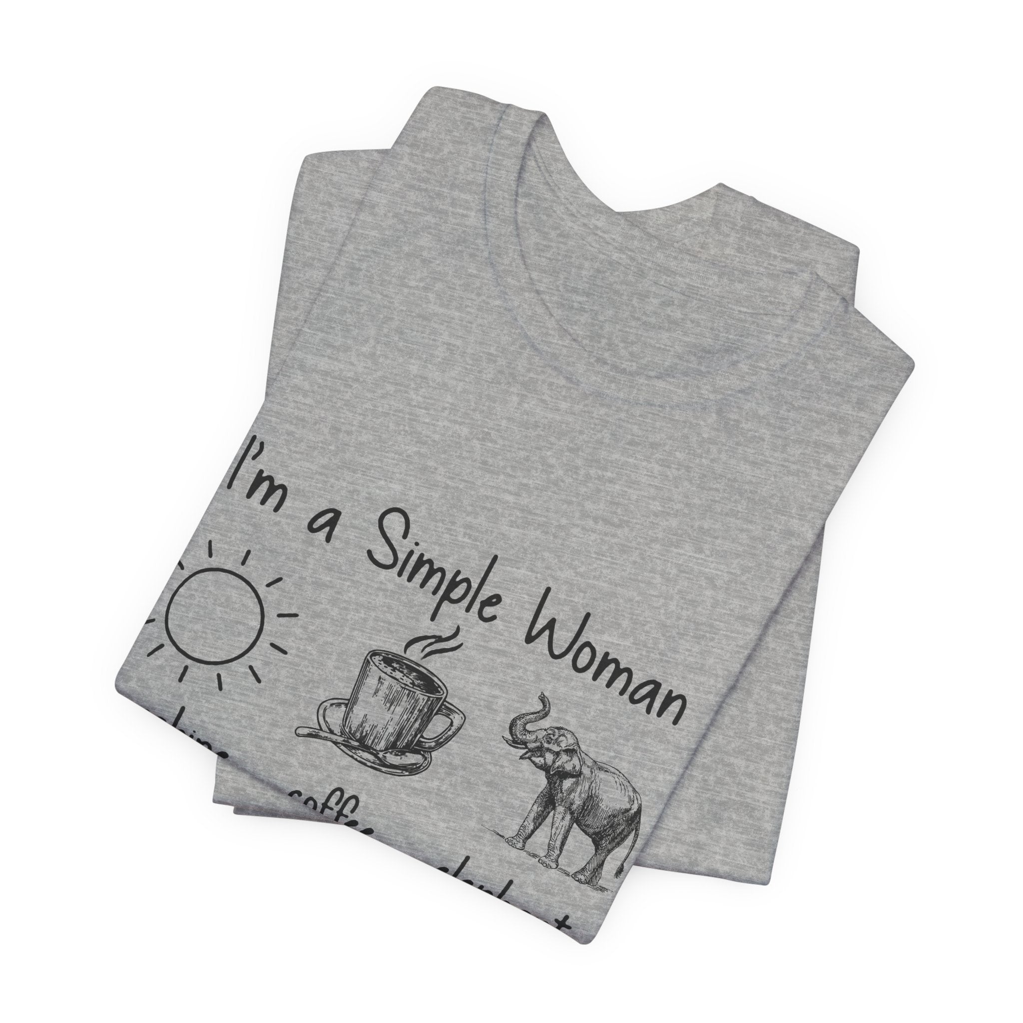 Simple Woman Sunshine Coffee Elephant T-Shirt | Elephant Lover Gift
