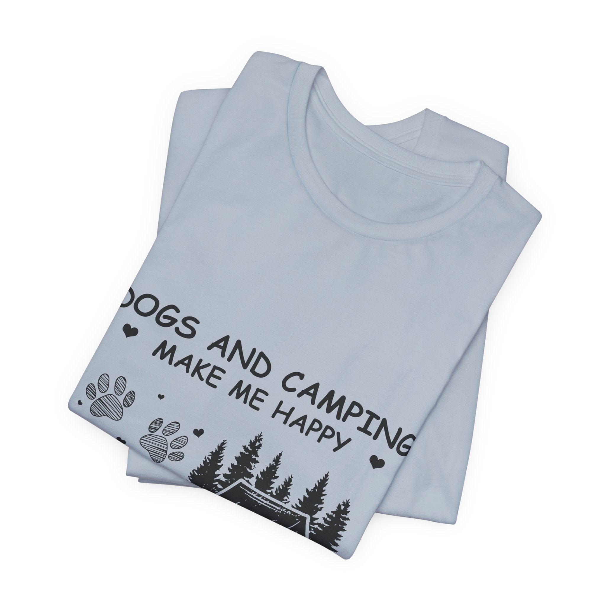 Dogs and Camping Make Me Happy T-Shirt | Introverted Dog Lover Gift