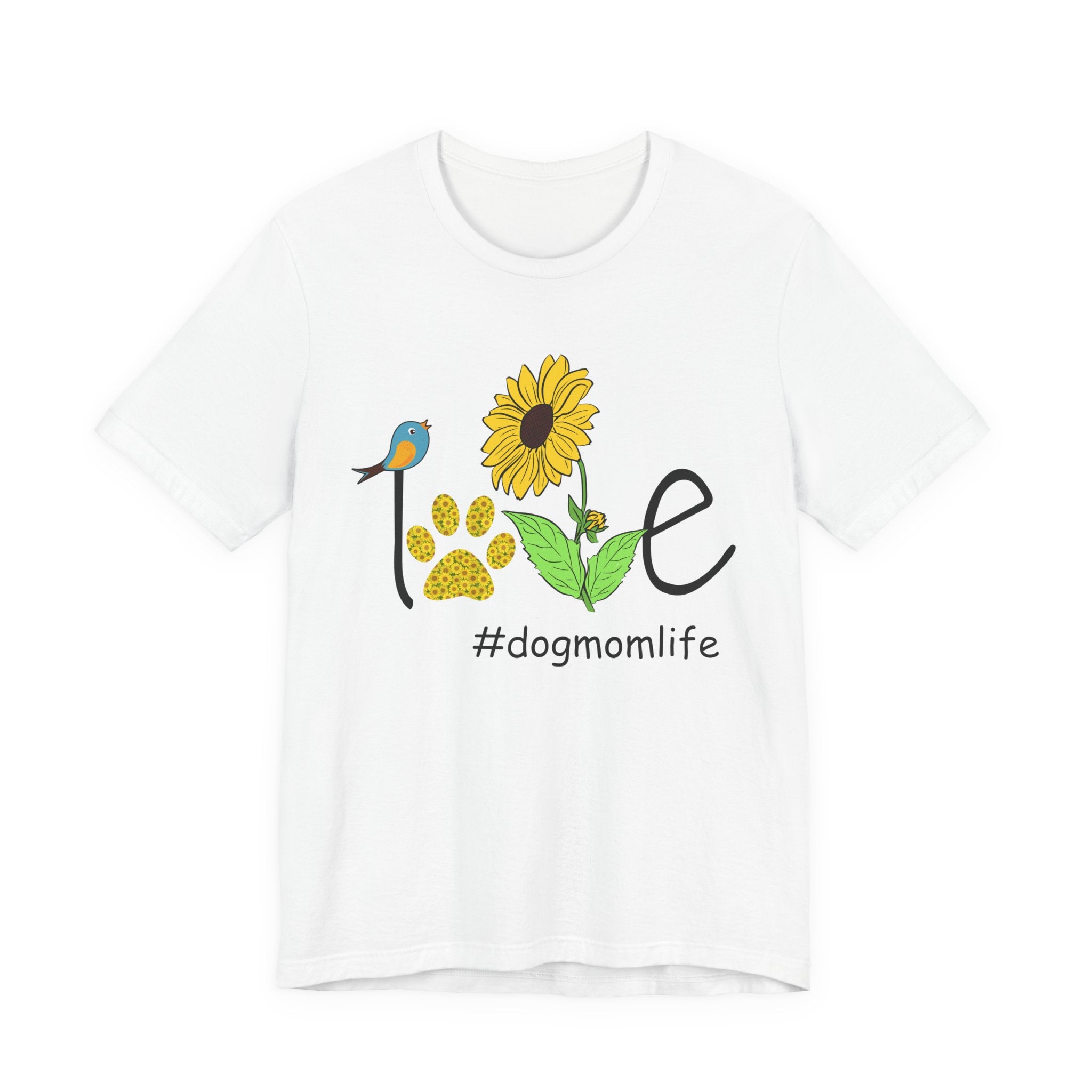 Sunflower Paw Print 'I Love Dog Mom Life' T-Shirt | Dog Mom Gift