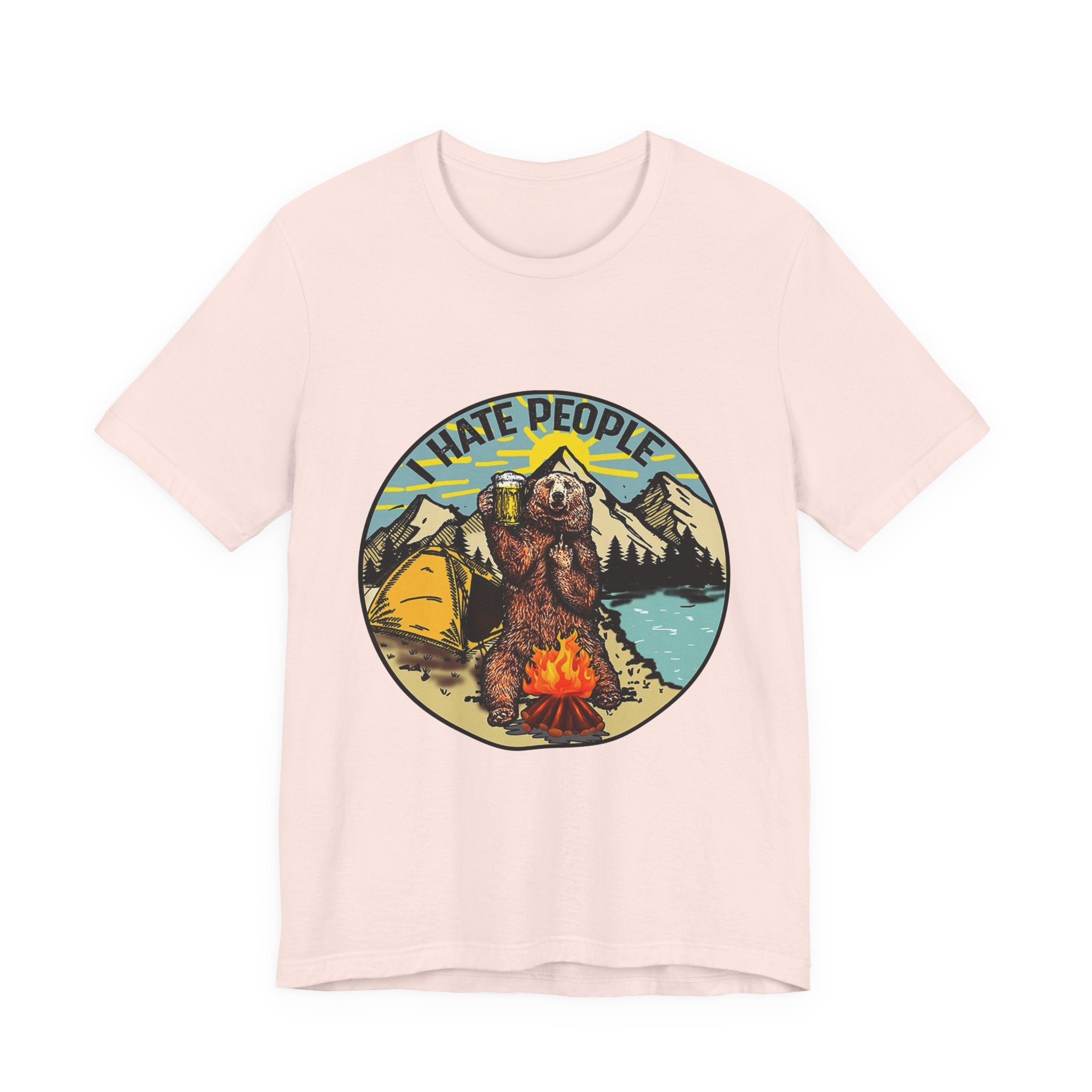 "I HATE PEOPLE" Bear Camping T-Shirt | Solitude Seeker Gift