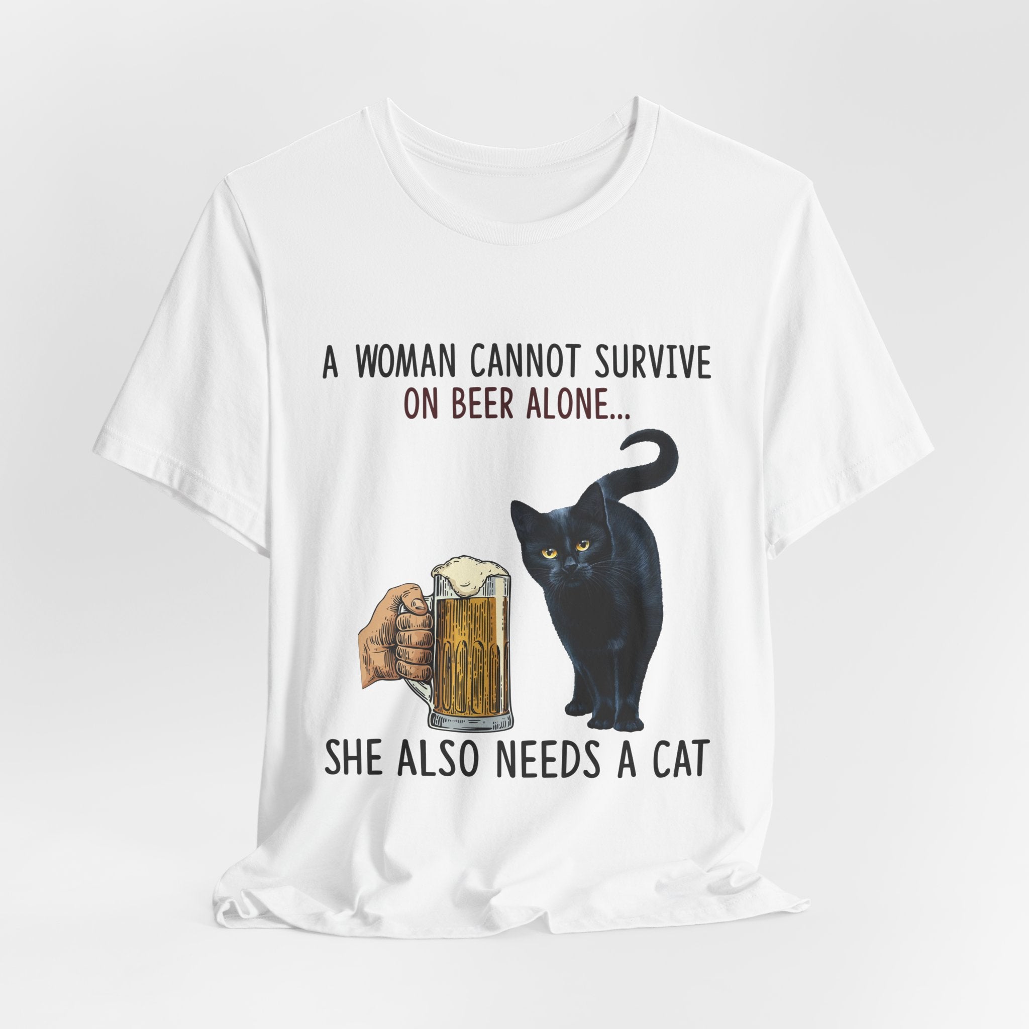 A Woman Needs Beer & Cat T-Shirt | Funny Cat Lover Gift