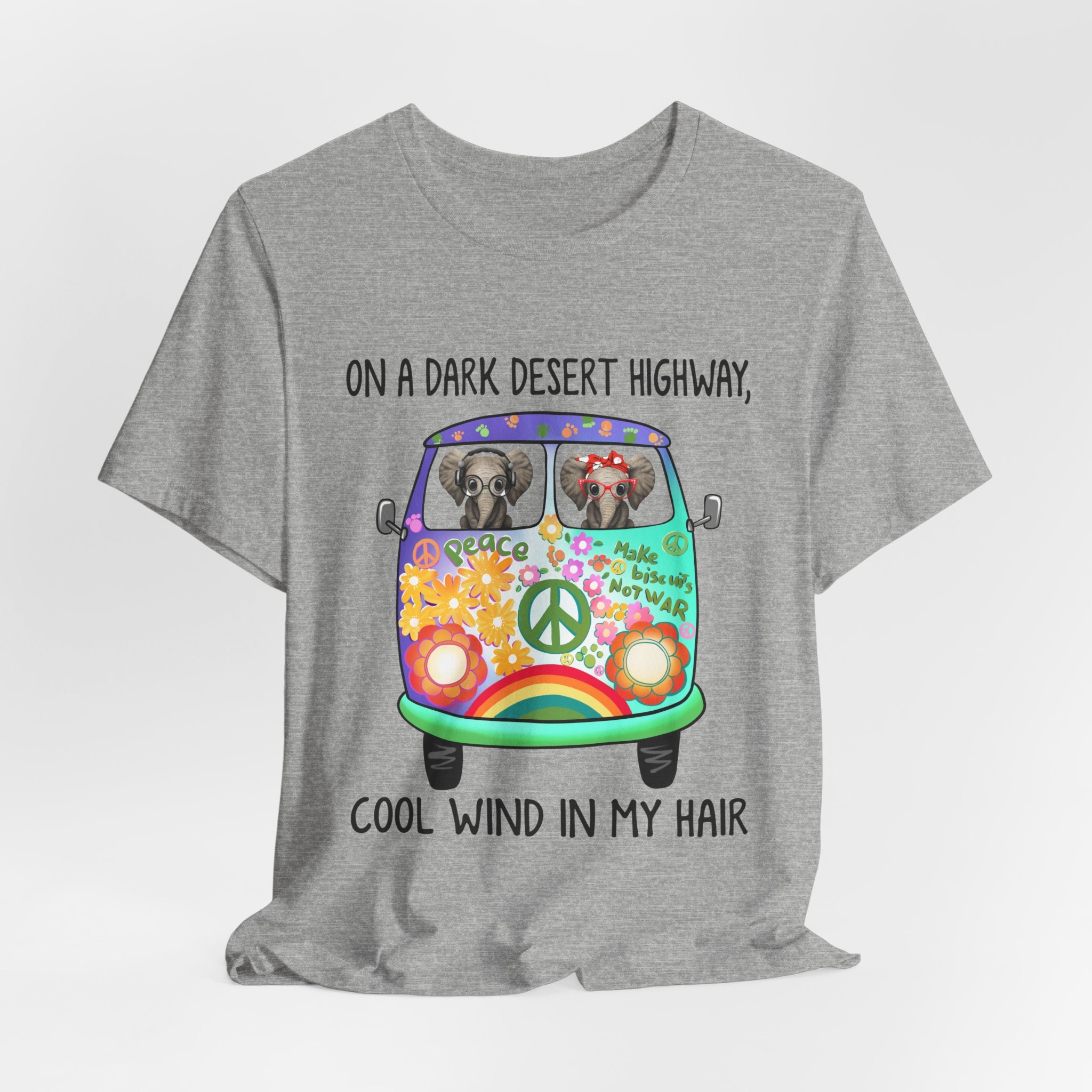 On A Dark Desert Highway Elephants T-Shirt | Hippie Elephant Gift
