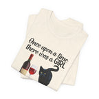Once Upon A Time Cat & Wine T-Shirt | Cat Lover Gift for Her
