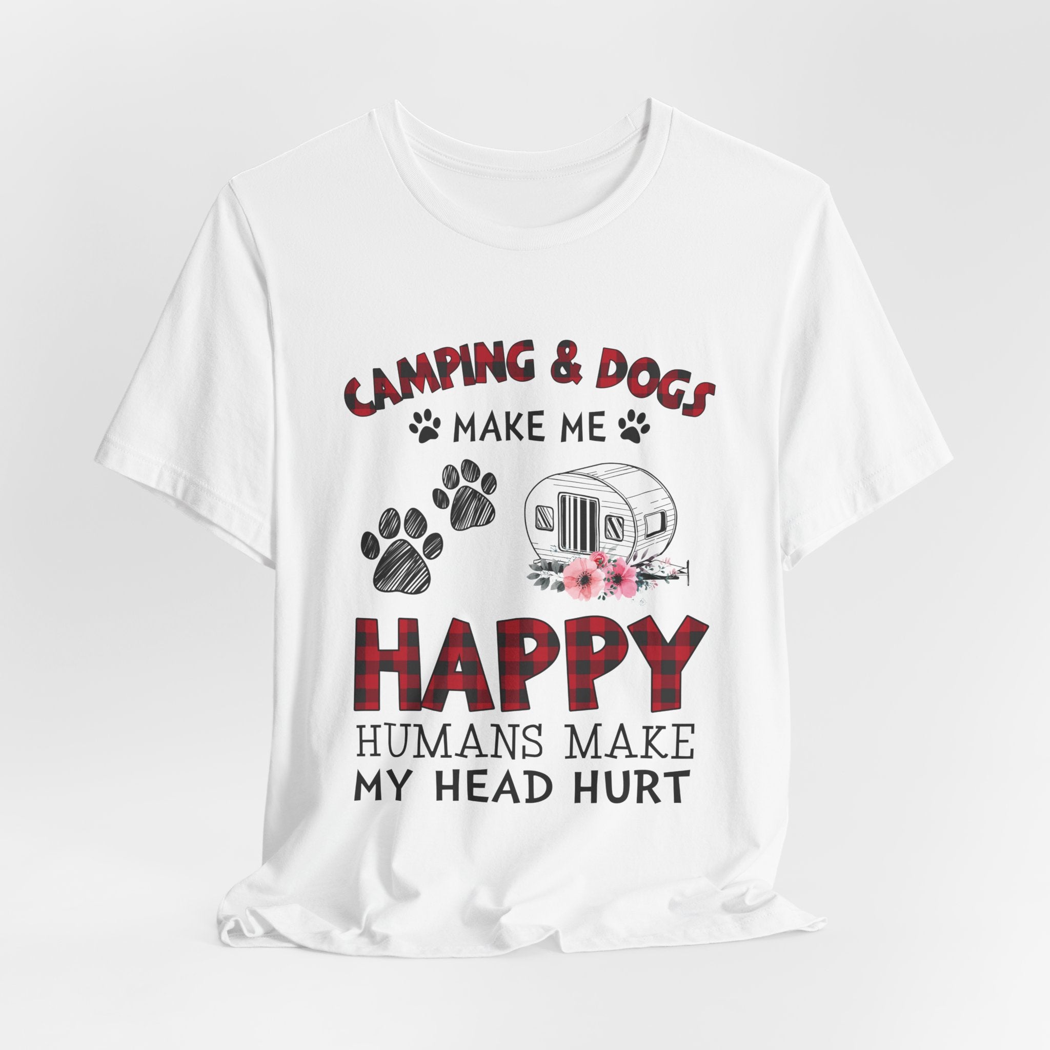 Camping & Dogs Make Me Happy T-Shirt | Camper Dog Lover Gift