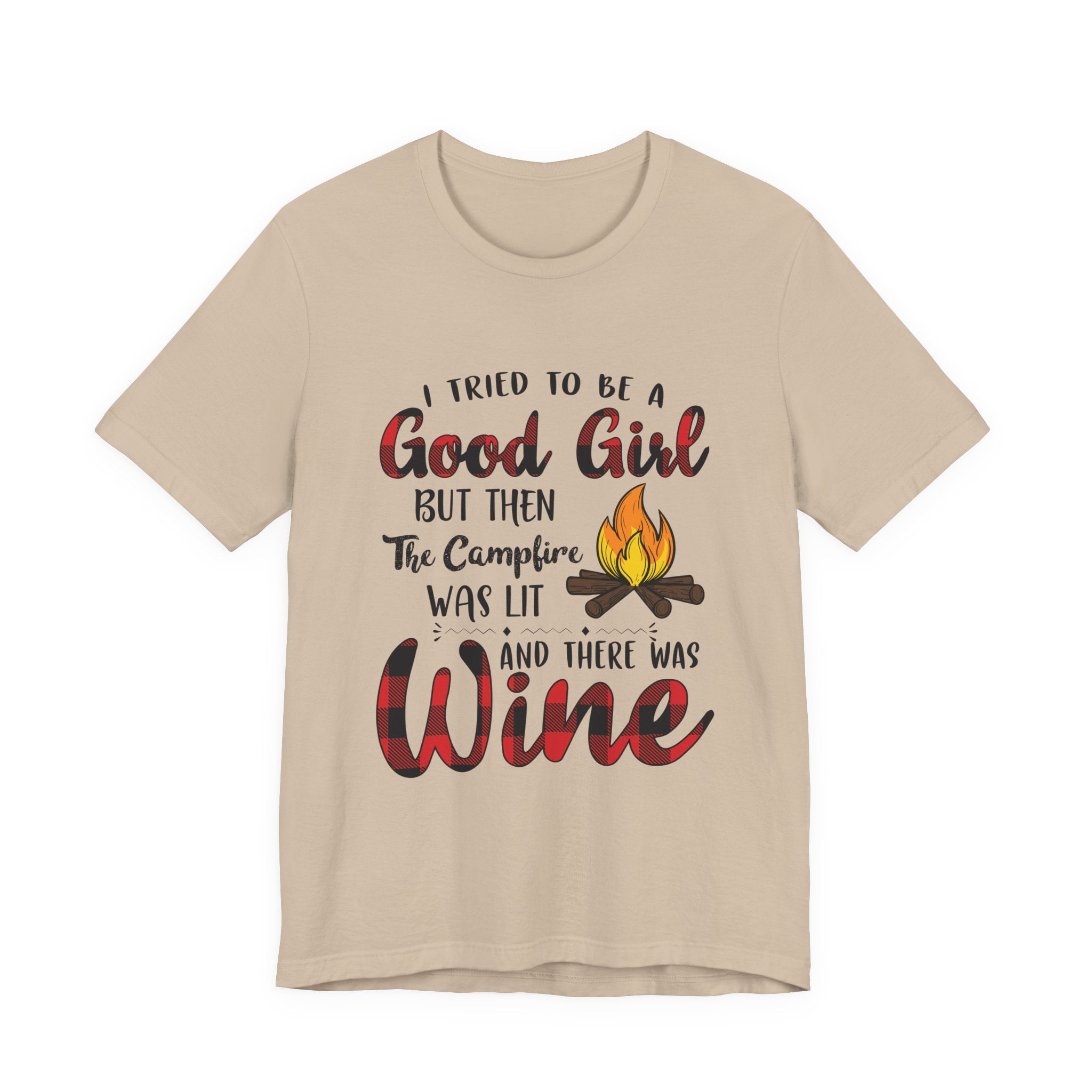 Good Girl Campfire Wine T-Shirt | Funny Women's Camping Gift