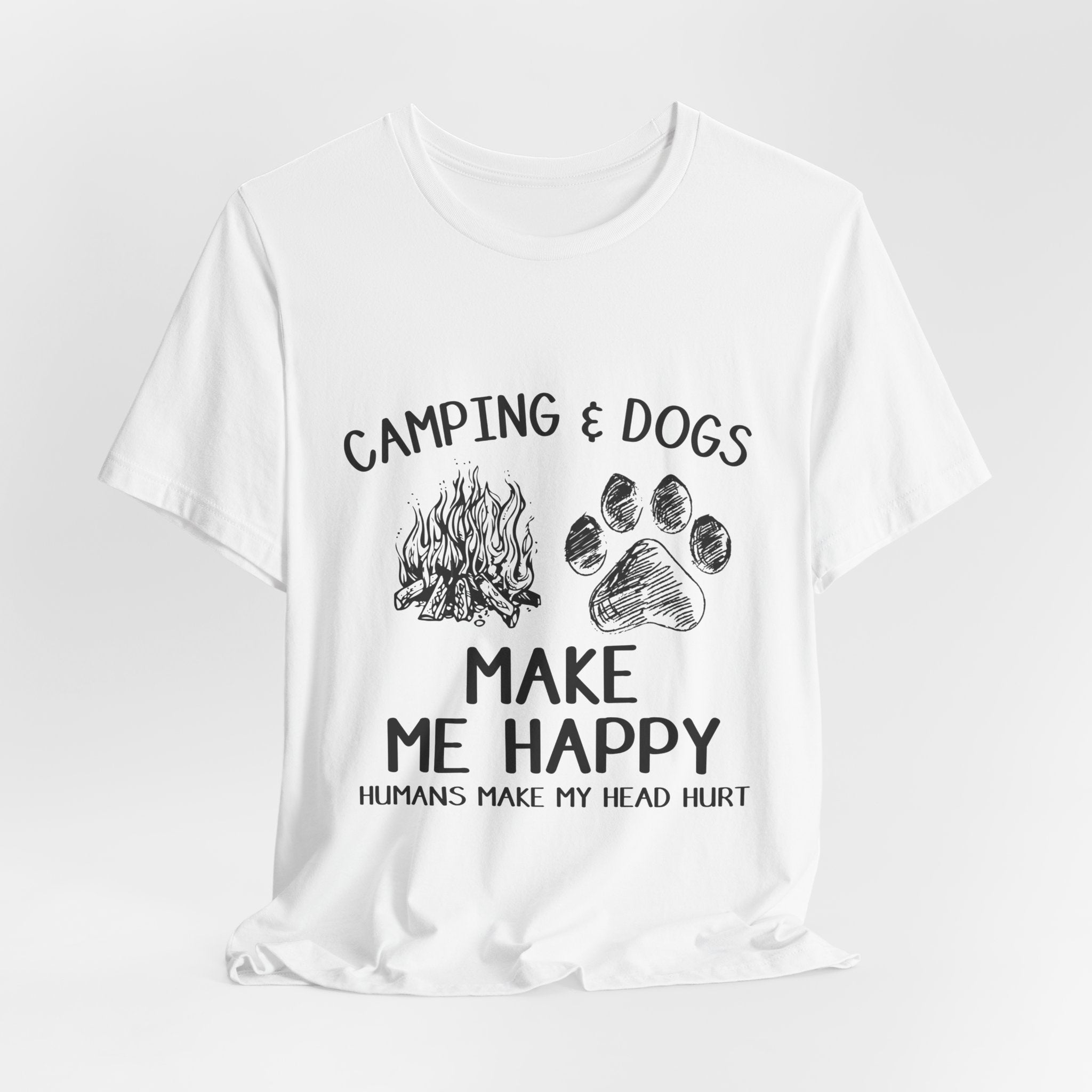 Camping & Dogs Make Me Happy T-Shirt | Dog Lover Gift