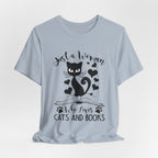 Just a Woman Who Loves Cats & Books T-Shirt | Cat Lover Gift