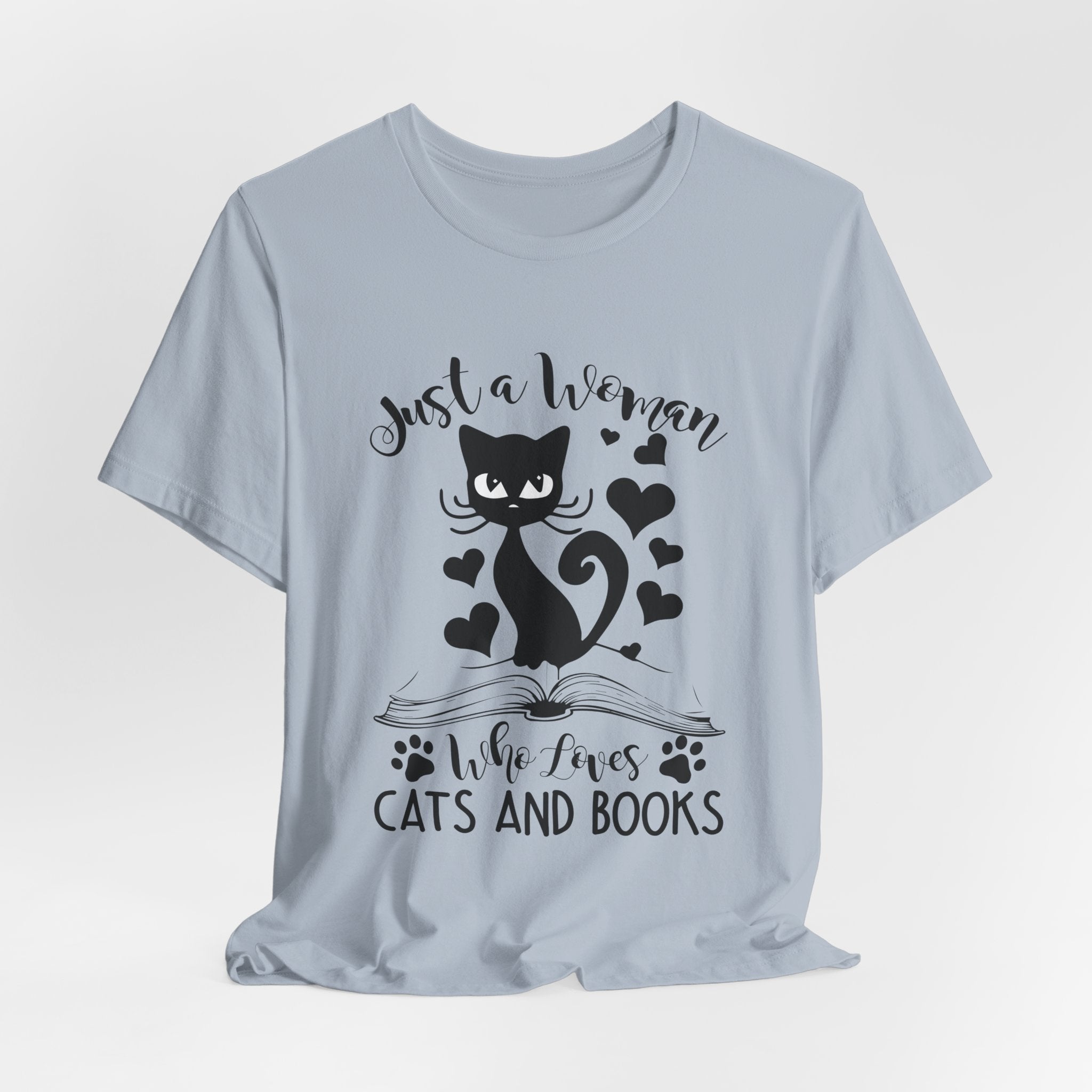 Just a Woman Who Loves Cats & Books T-Shirt | Cat Lover Gift